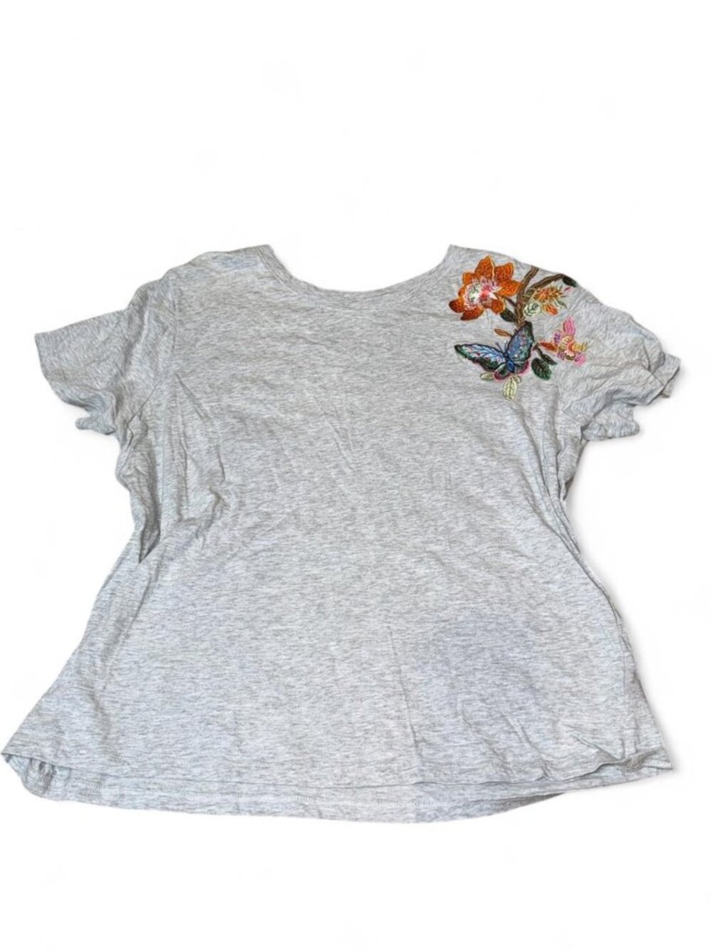 H&M x GP & J Baker Embroidered Butterfly Floral Tee Size Large